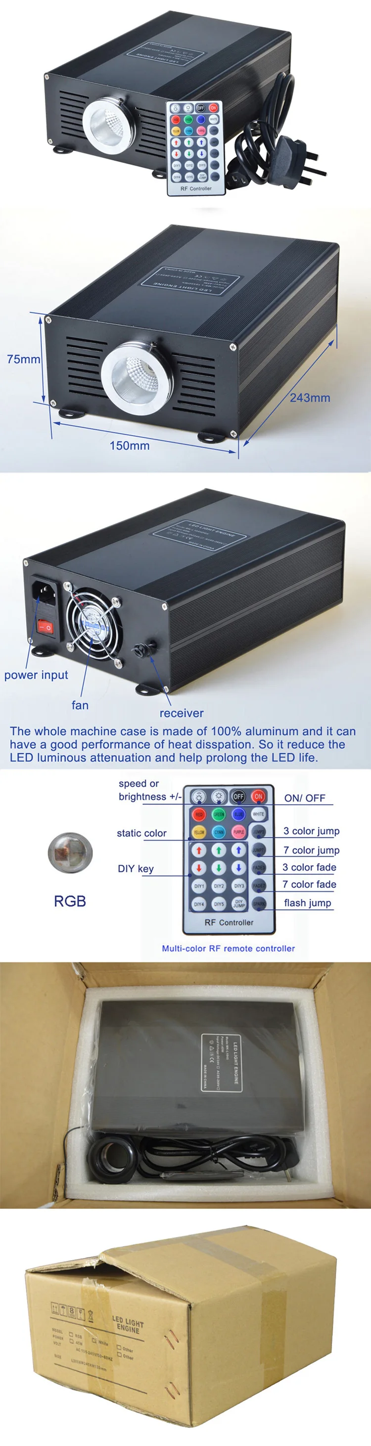 Shower effect fiber optic rain cloud light kit with LED light device fiber optic tail 45W-fiber-optic-light