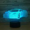 Factory Direct Multicolor Change Creativity Racing Car Night Lights Funny 3d Illusion Lamp For Kids USB Desk