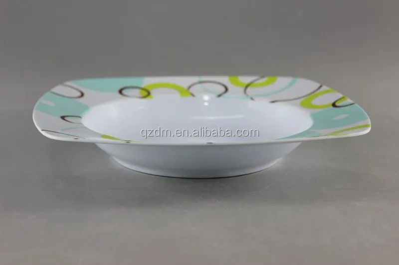9inch Melamine Square Suop Plate Plastic Deep Plate