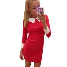 Elegantné sexy minišaty s golierom v čiernej, modrej a červenej farbe z Aliexpress