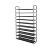 Good quality portable shoe cabinet adjustable 10 tier metal folding shoe rack