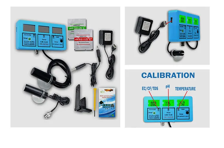 5 in 1 Water quality tester aquarium temperature temp CF PH monitor EC TGS meter