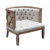 High Quality Oak Wood Carved ButtonTufted Single Arm Chair Sofa