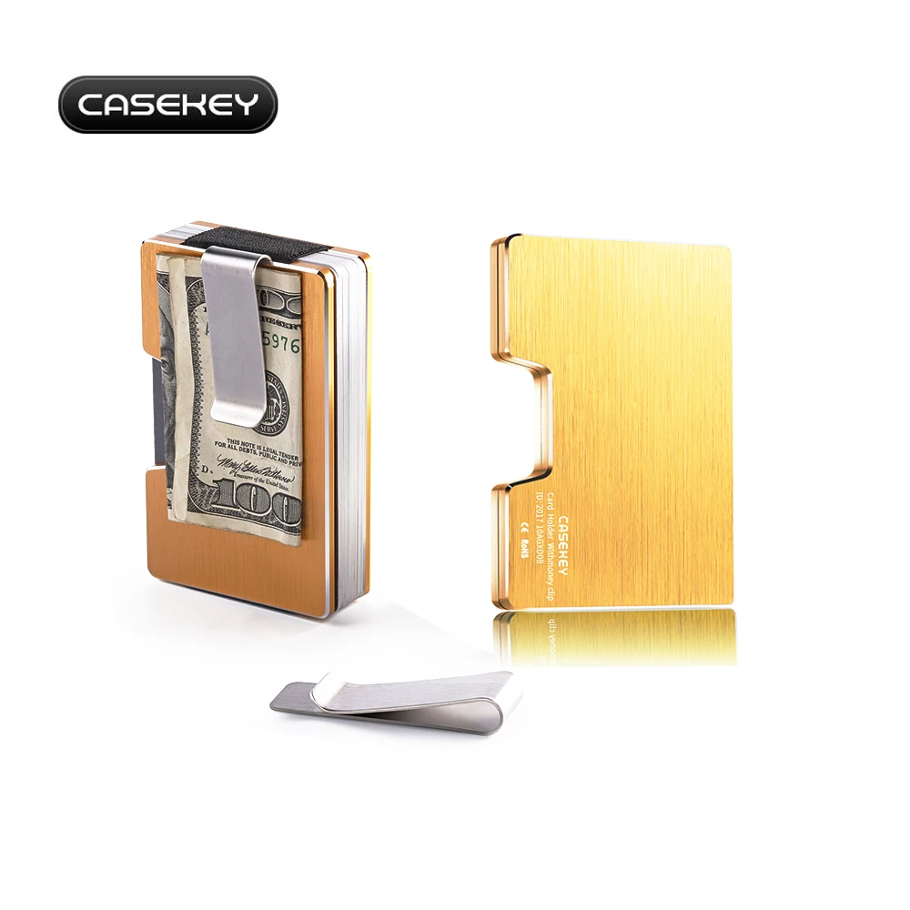 Slim Aluminum Rfid Blocking Metal Credit Card Holder With Money Clip