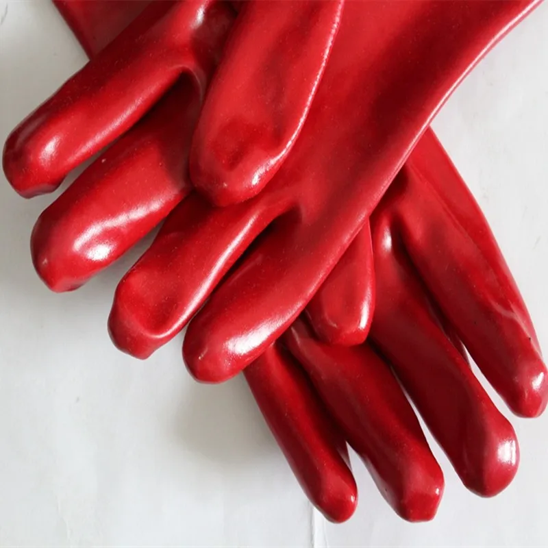 Red Pvc Coated Chemical Resistant Safety Pvc Gloves Buy Pvc Gloves