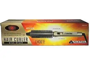 J2 Hair Curler with Brush Silver, temperature button, Curling Iron, curling wand, Hair Straightener, Easy to use, hair brush, fast styling, Thermal Styler, Multi Use, high temperature by J2 Tools