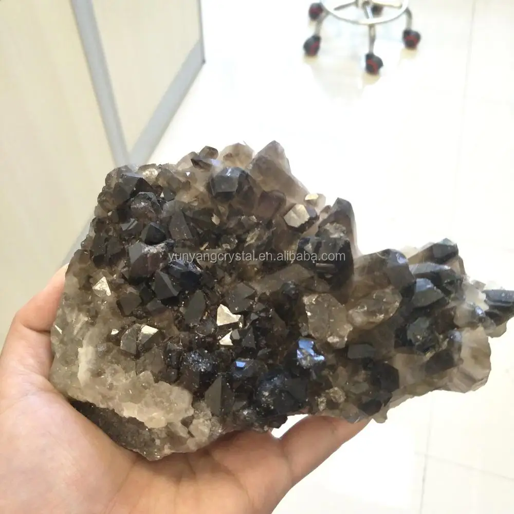 crystals Natural smokey quartz clusters