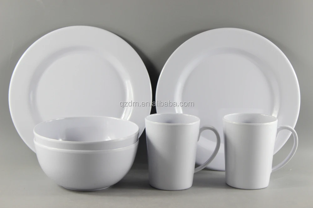 Plain White Melamine Dinner Set For 2 Person