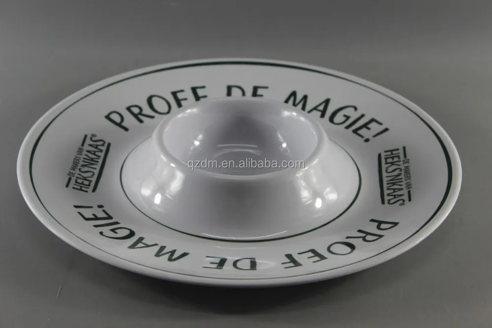 13 Inch Melamine Chip And Dip Tray With Bowl In Middle