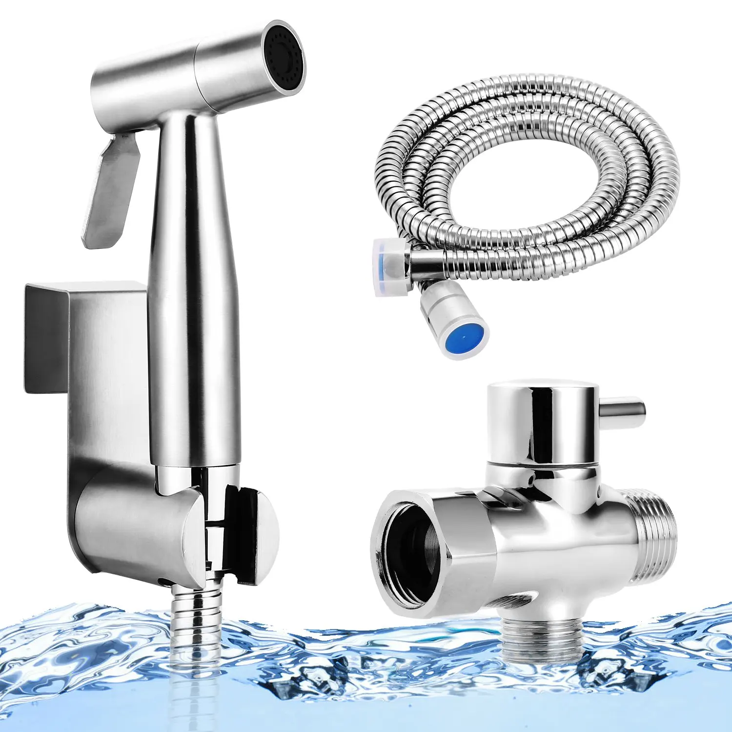 Dorfin Hand Held Brass Bidet Sprayer, Premium Brass Diaper Toilet Sprayer Shattaf - Complete Set for Toilet Hand Shower, Hand Bidet Toilet Attachment Sprayer – Muslim Shower (Bidet Faucets)