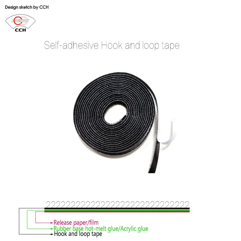 Hook And Loop Self Adhesive Tape Black 20mm Hook Loop Fastener Roll