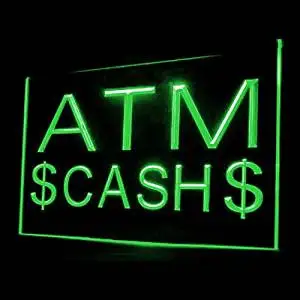 ATM Cash Dollar Automated Teller Machine Interactive Convenient LED Light Sign 190052 Color Green