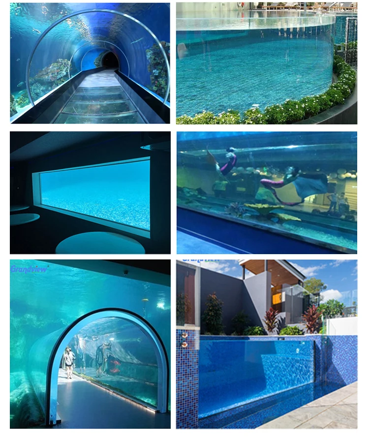 100% raw material lucite underwater transparent acrylic glass tunnel aquariums