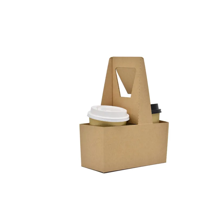 
Disposable Corrugated Paper Cup Holder For Coffee Tea Cola Drinking Carrier 