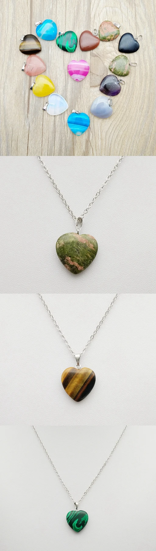 Custom 925 Sterling Silver Natural Crystal Spiritual Healing Heart