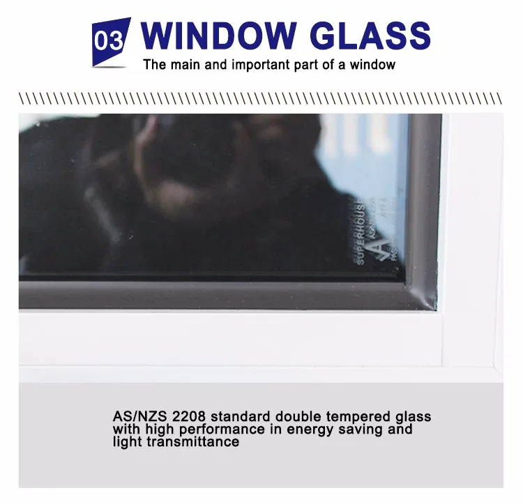 Double glazed aluminum awning window comply with Australia AS2047 standard