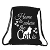 Black Sports Bag Drawstring Closure 8oz 100% Cotton Canvas Backpack