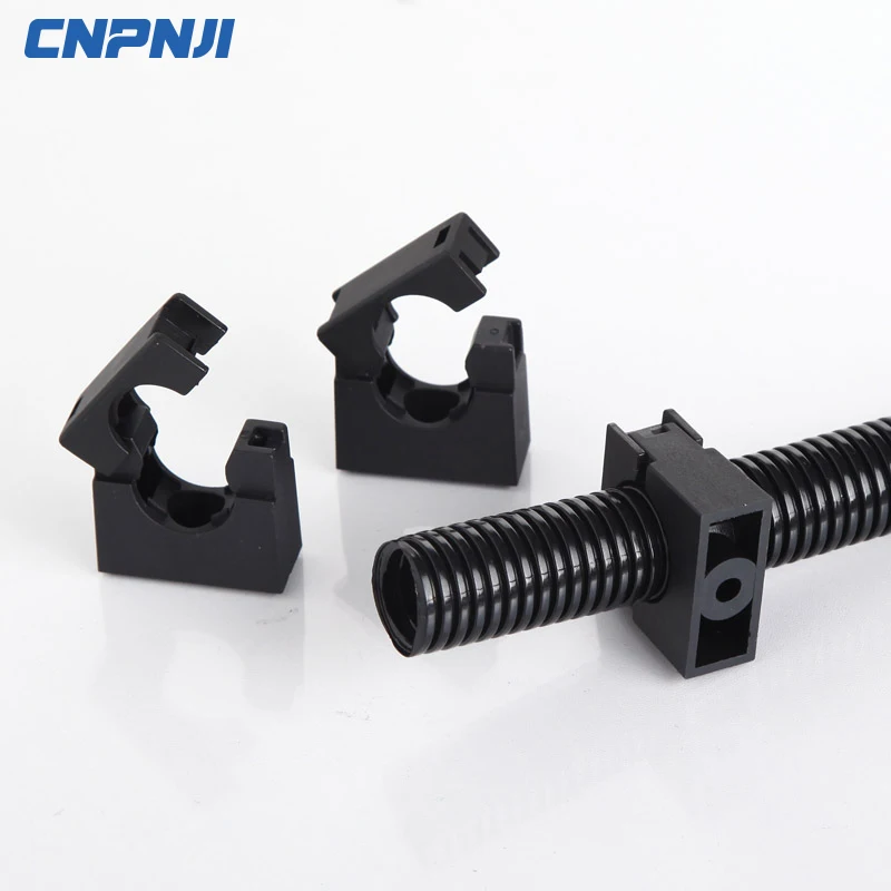 Uptell Fixed Mount AD10 Corrugated Conduit Pipe Clip Clamp Holder Black 10Pcs 