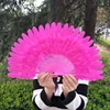 New Design Handmade Wedding Turkey Feather Fans Hot Pink Dancing Feather Hand Fans Burlesque