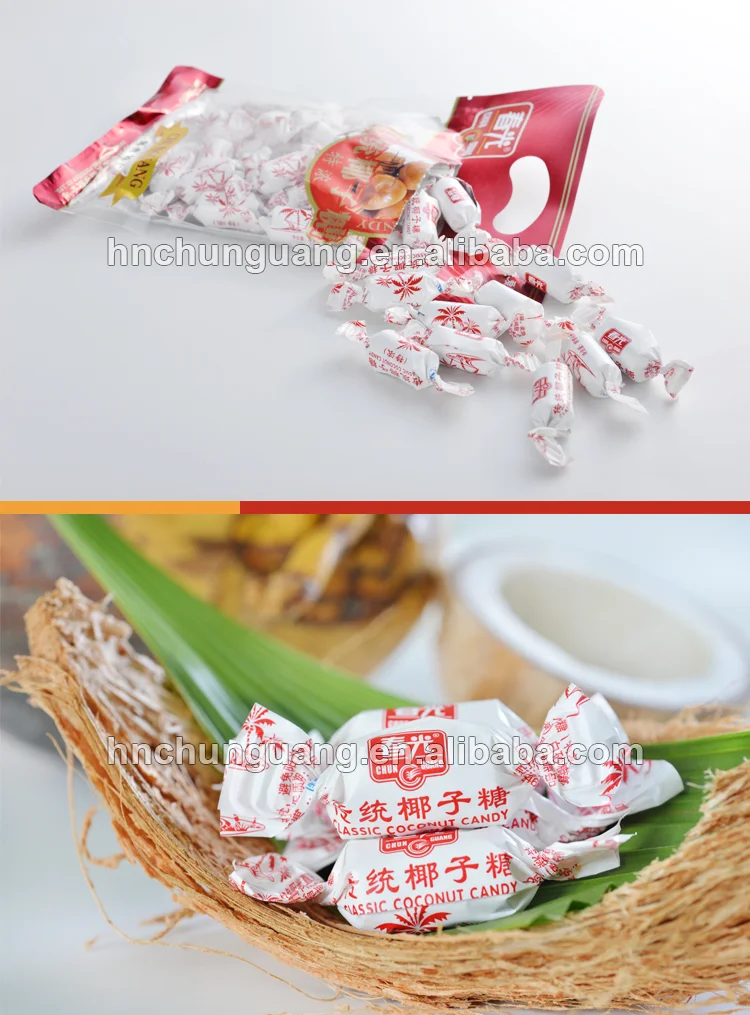 Classic coconut candy, brown color, coconut flavor hard candy