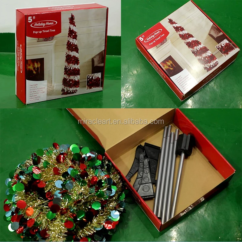 7ft pre lit snow flocked pop up christmas tree with light