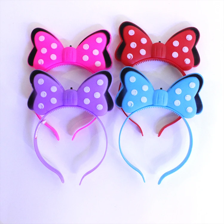 Light Up Bow Ties Girl Led Flashing Blinking Hair Bows Hair Band