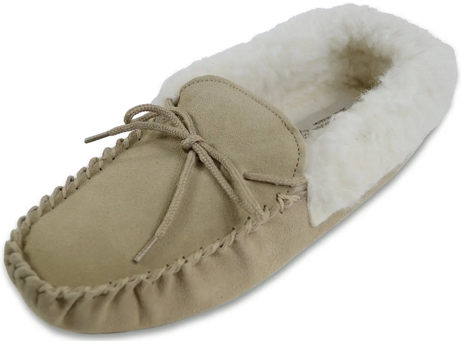 LADIES GENUINE SHEEPSKIN MOCCASIN SLIPPER HARD SOLE WOOL CUFF PINK