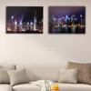 Lighted Wall Picture Hong kong with new york skyline night led framed canvas art painting artwork printing decoration