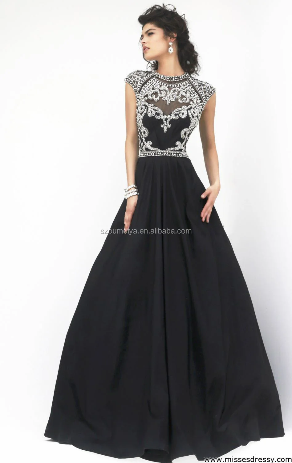 Puffy Short Sleeve Long Dress