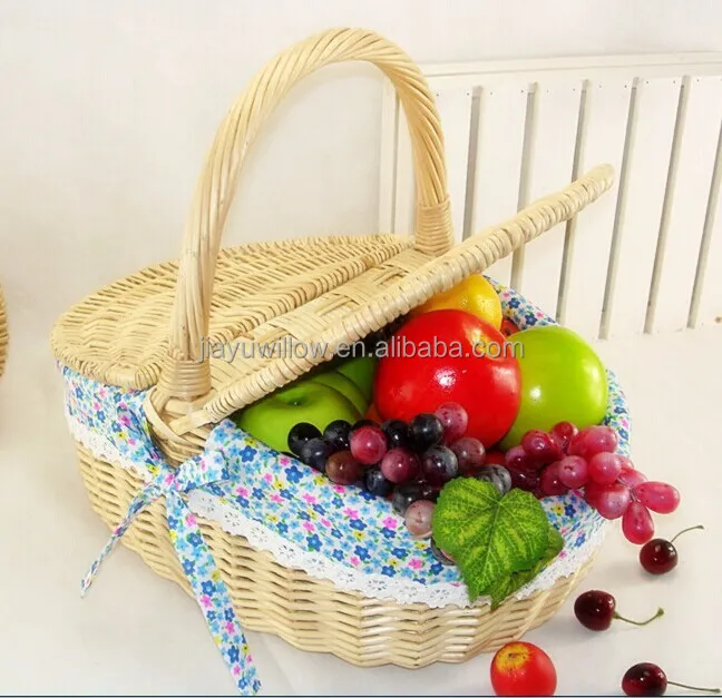 Handmade Wicker Basket For Food Picnic Basket Empty Wicker Picnic