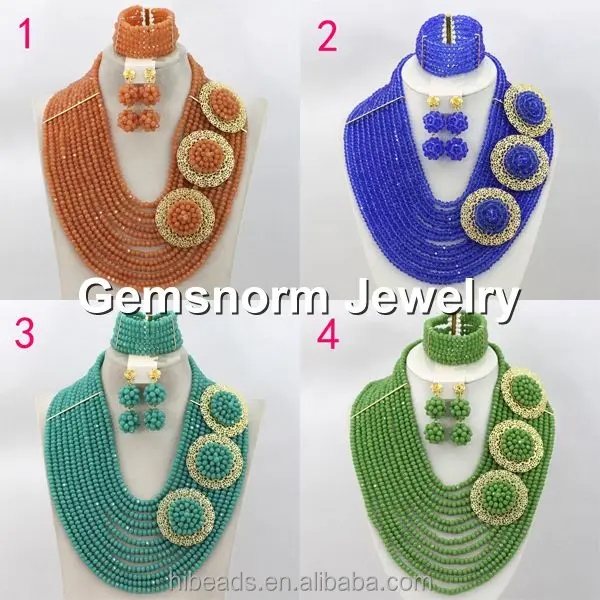 Magnifique bijoux de mariage nuptiale Set perles nigérians ensemble de bijoux ABJ39