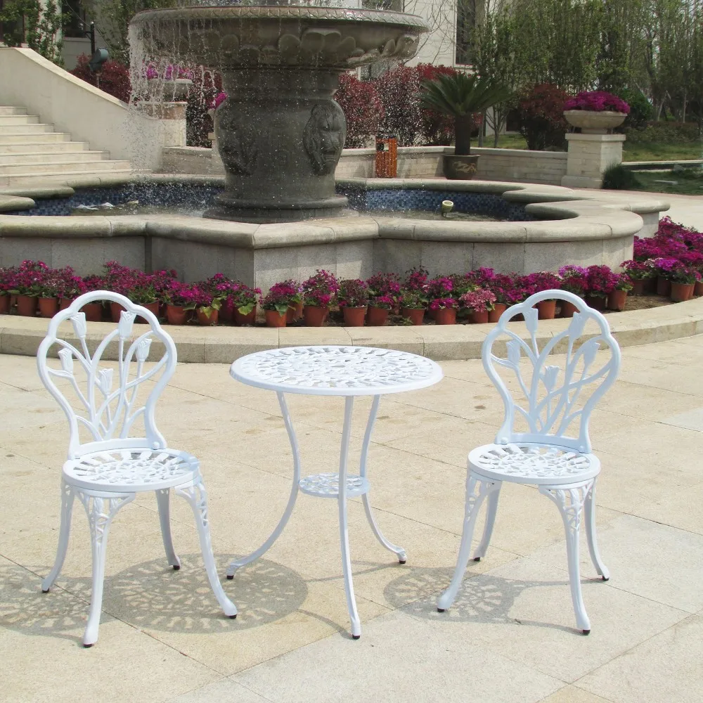 White Antique Heb Wrought Iron Outdoor Garden Chair Patio Furniture Set