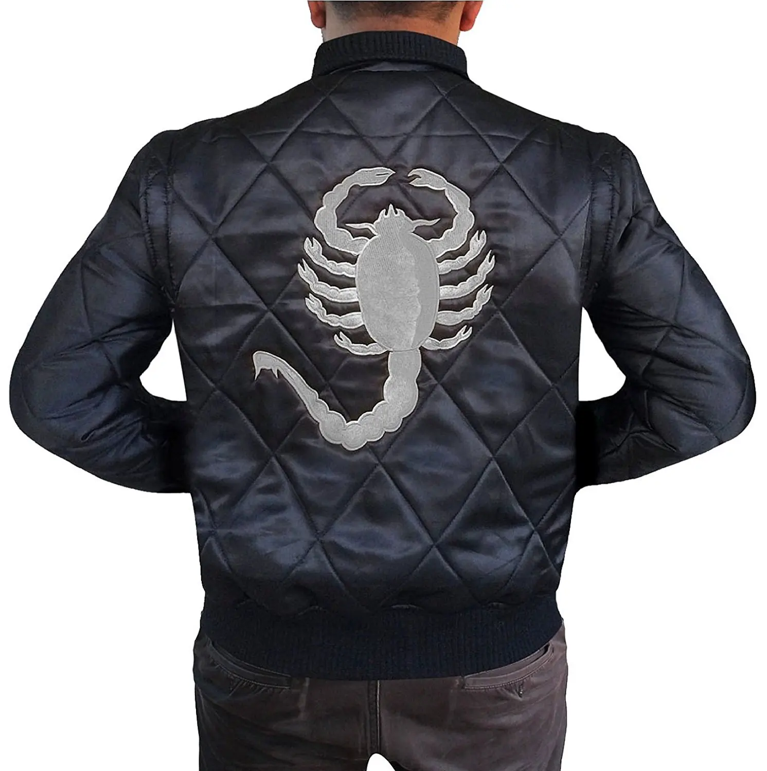 Bestzo Men/’s Fashion Ryan Gosling Famous Drive Scorpion Jacket White