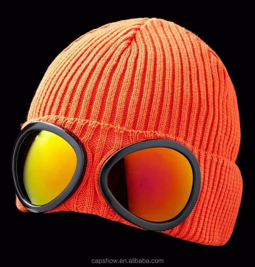 Cotton Goggle Beanies Hats Glasses Knitted Cap Blank Winter Hat Buy