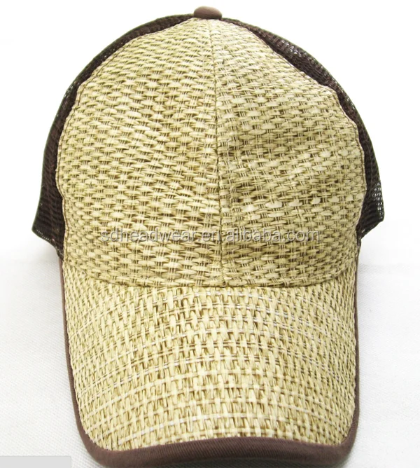 summer blank bamboo weave trucker mesh baseball cap.png