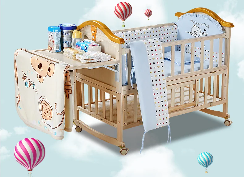 European Standard Furniture Wooden Child Bed Travel Cot Playpen Baby