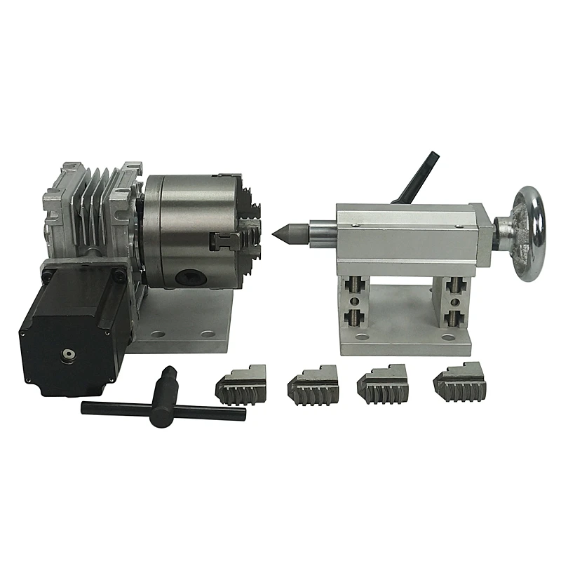 4th-Axis Router Rotational Rotary Axis 3-Jaw 80mm+Tailstock CNC F Style A-Axis 