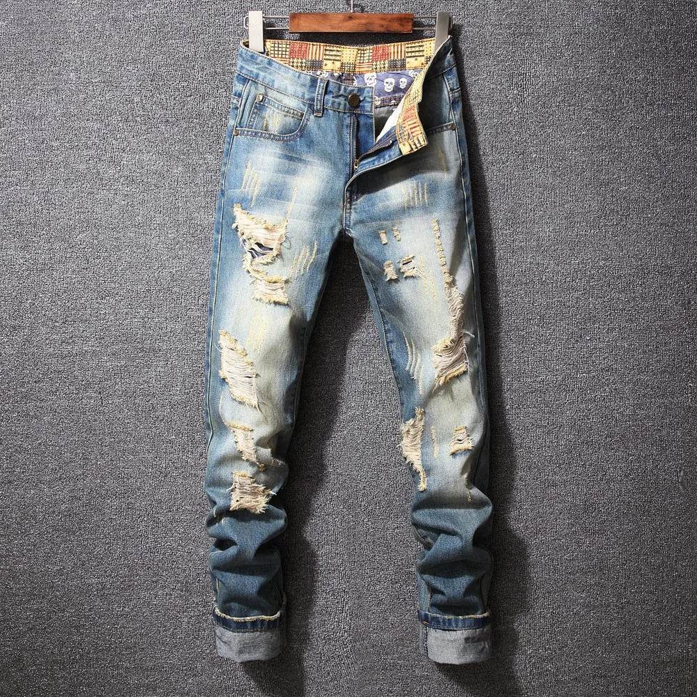 Manufacture In Bulk Destroyed Ripped Damaged Men Denim Jeans With Cheap ...