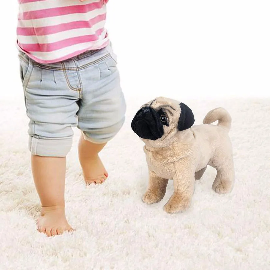 D283 Soft Vivid Stand Plush Pug Dog Toy Children's Stuffed Animal Brown