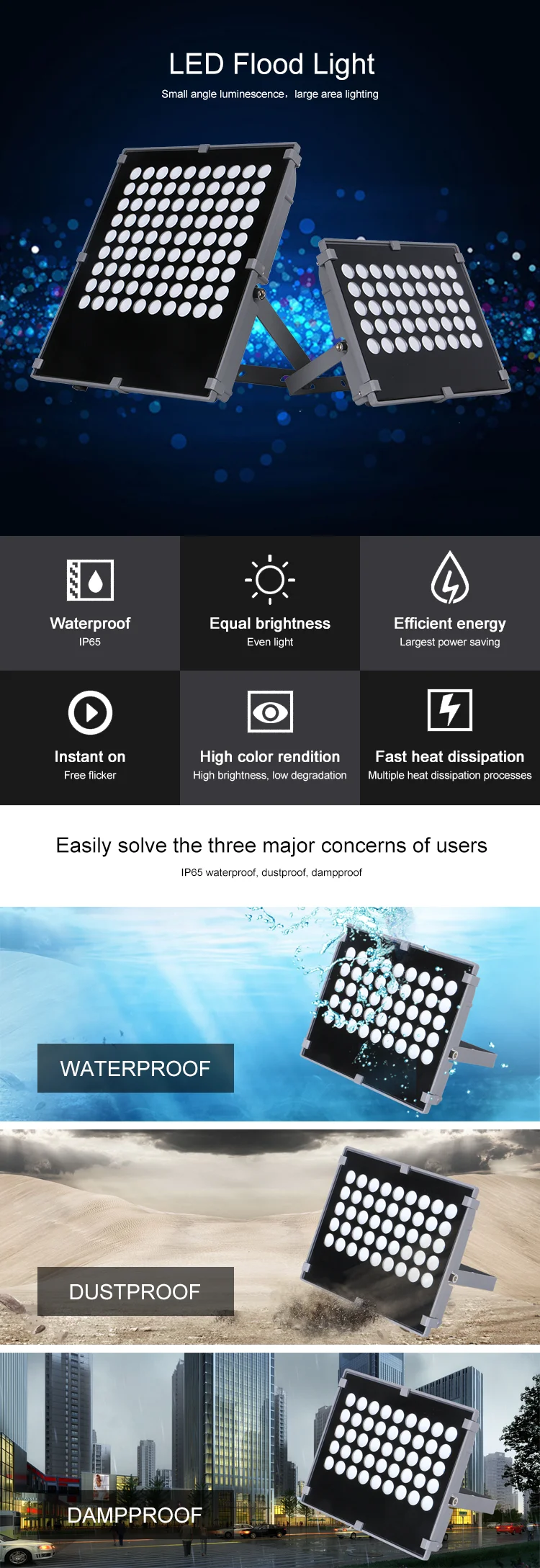 New product High power IP65 Outdoor SMD 10 20 30 50 100w led flood light