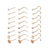 Stainless Steel 20G Nose Stud Retainer Labret Nose Piercing Jewelry CZ Nose Ring