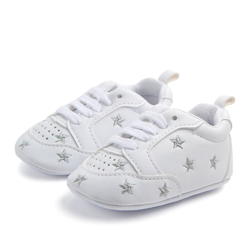 New Arrival White Leather Baby Sport Shoes With Star And Heart ...