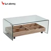 italian bent glass mdf base coffee table with wheels design
