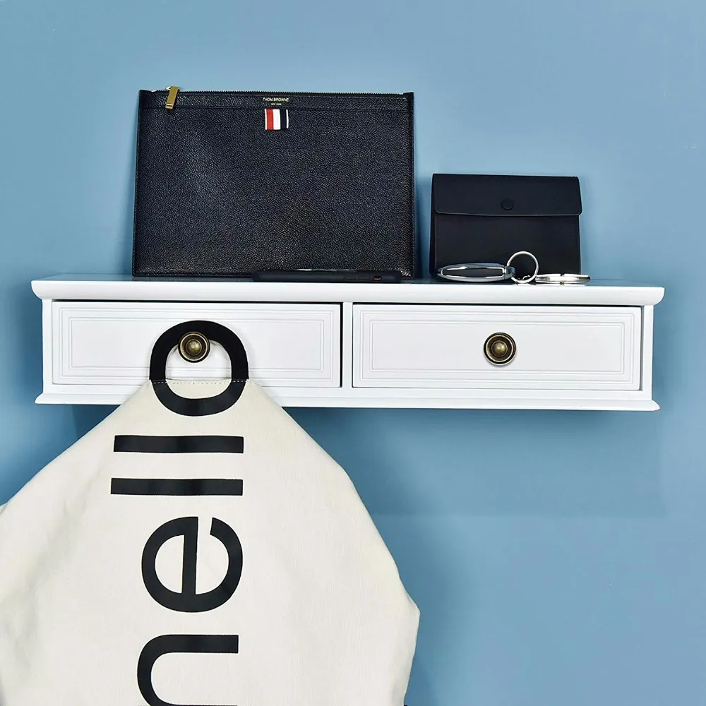 Modern Entryway Wooden Floating Wall Mounted Shelf With 4 Drawers Buy