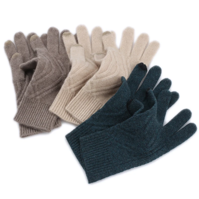 
IMF Women Men Winter Warm Knitted Cashmere Gloves 