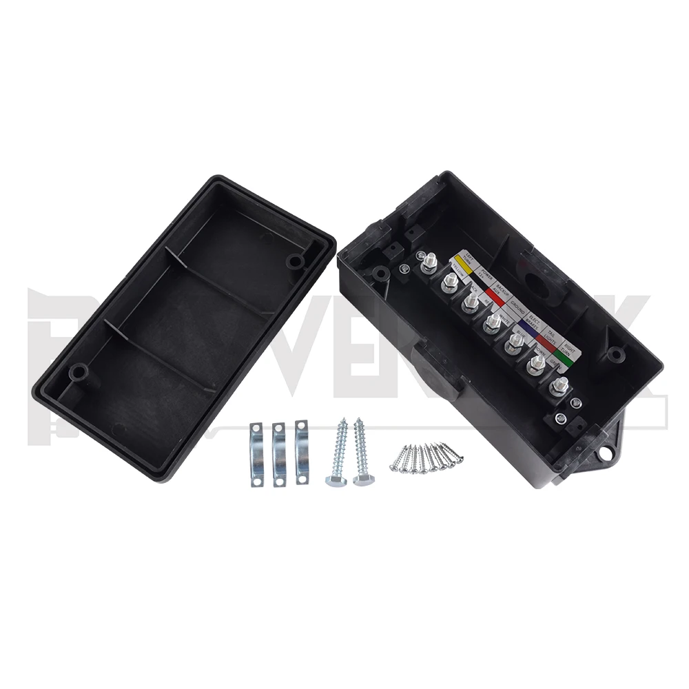 J100070 Trailer Wire Junction Box 7 Studs Weatherproof Color Coded With