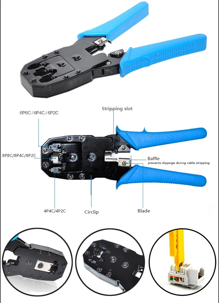 Xl1001 Rj45 Crimper Network Hand Tools With Mini Cable Punch Down