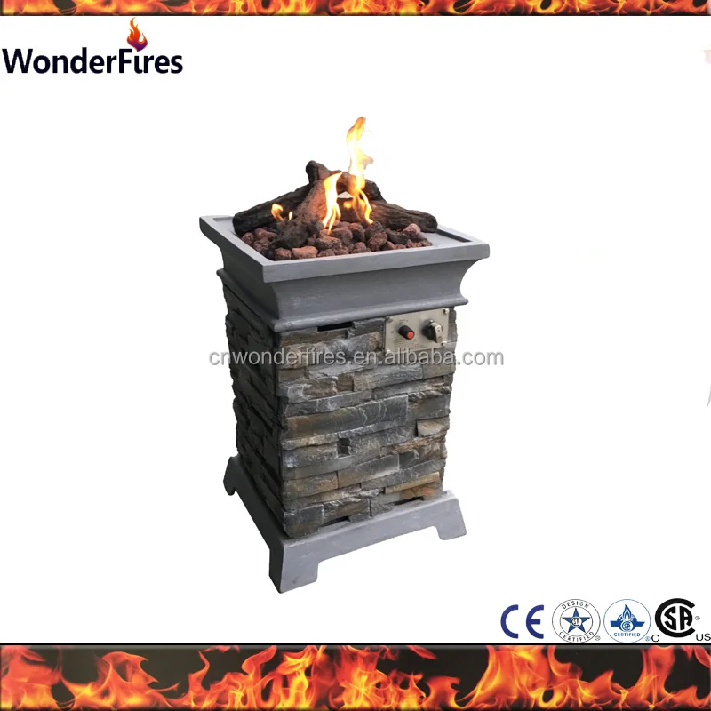 Promo Hot Sale Outdoor Square Stone Look Slate Rock Gas Fire Pits