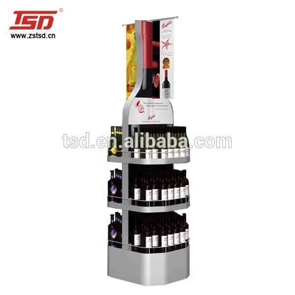 Tsdm926 Bottle Shaped Wine Rack Retail/ Red Wine Display Tower/ Top