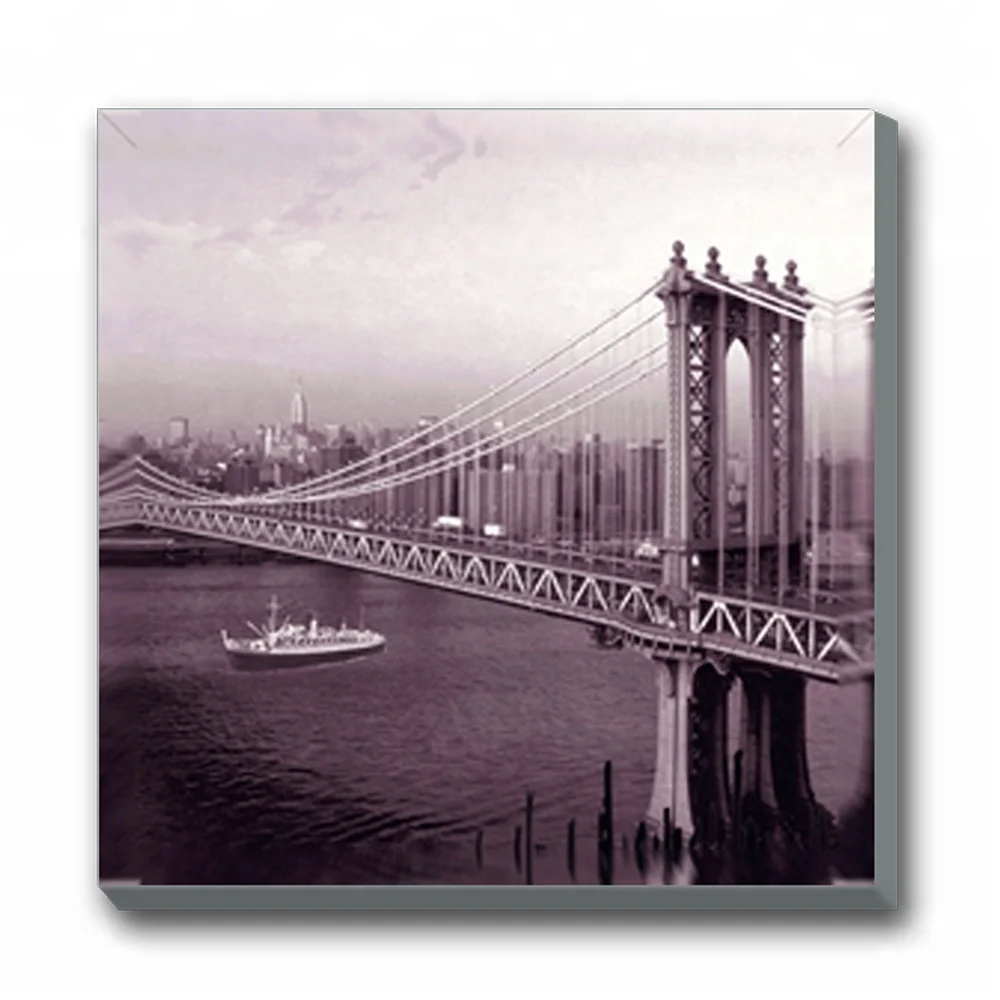 Beroemde New York Landschap Brooklyn Bridge Afdrukken Schilderij